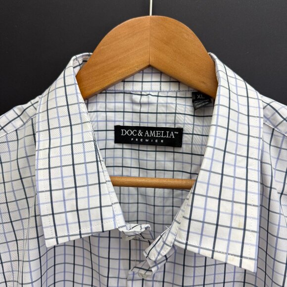 Doc Amelia Collar Shirt Mens White Blue Strip, XL Long Sleeve, Button Up NWOT - Picture 4 of 7